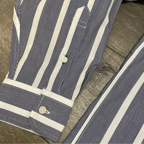 NEW Vintage Tommy Hilfiger Vertical Striped Button Down Men's Shirt Cotton Sz L - Picture 5 of 10